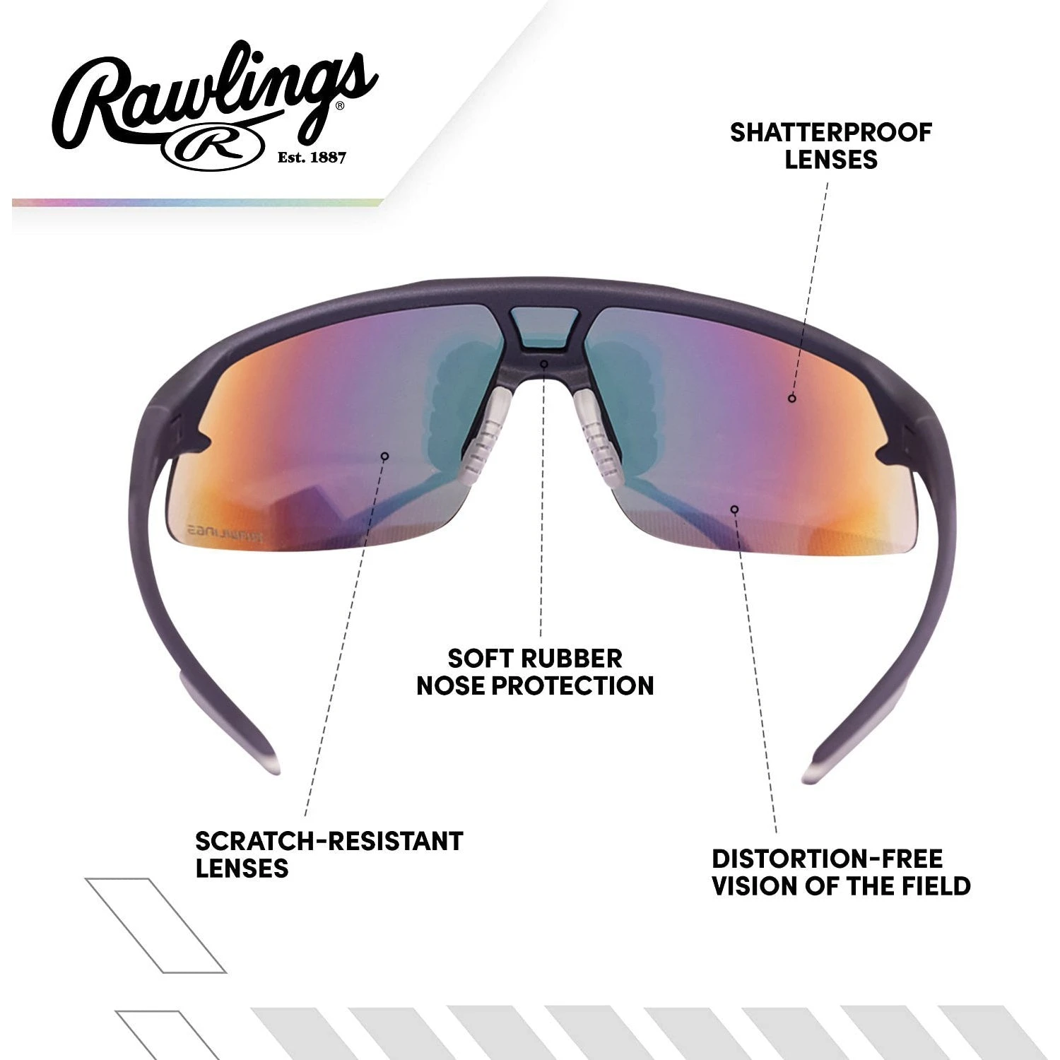 Rawlings RY2101 Youth Boys Baseball Shield Sunglasses Sport (Black/Yellow) - Image 7