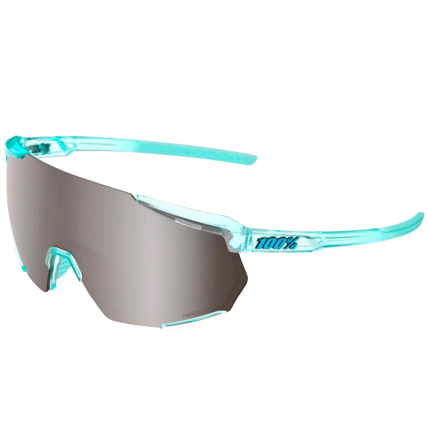 100% Racetrap 3.0 Sport And Cycling Sunglasses With HD Lenses (Polished Translucent Mint-Hiper Silver Mirror)