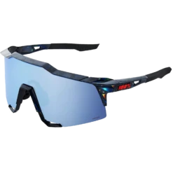 100% Speedcraft Sport Performance Baseball Sunglasses HD Interchangeable Lens (Black Holographic - HiPER Blue Multilayer Mirror Lens)
