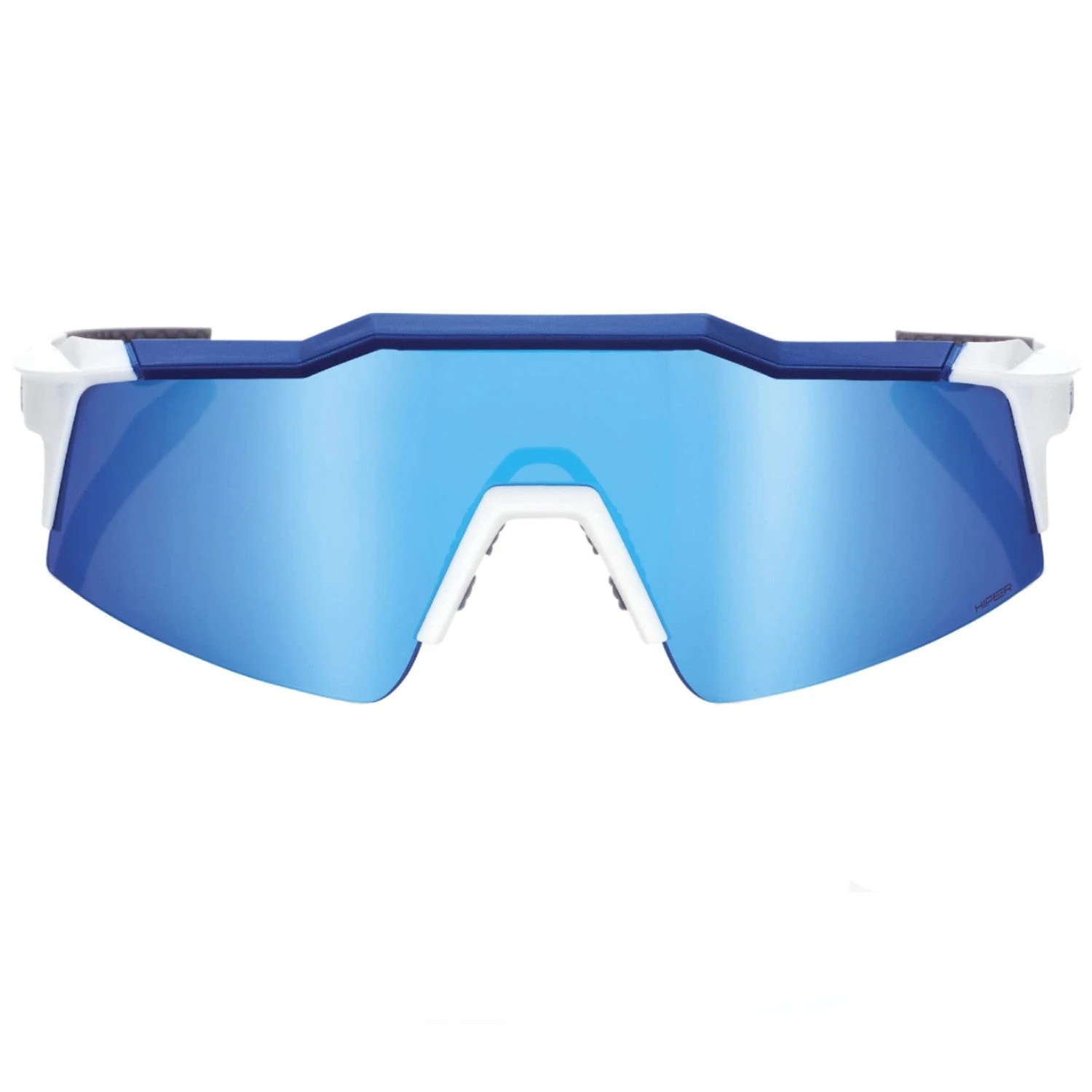100% Speedcraft SL Performance Vented Baseball Sport Sunglasses (Matte White/Metallic Blue-HiPER Blue Multilayer Mirror Lens) - Image 2