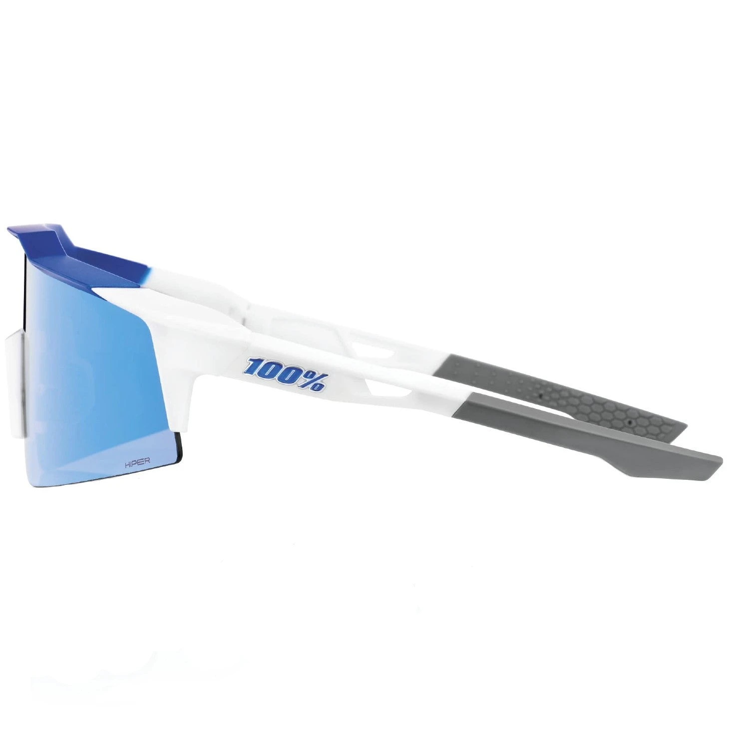 100% Speedcraft SL Performance Vented Baseball Sport Sunglasses (Matte White/Metallic Blue-HiPER Blue Multilayer Mirror Lens) - Image 3