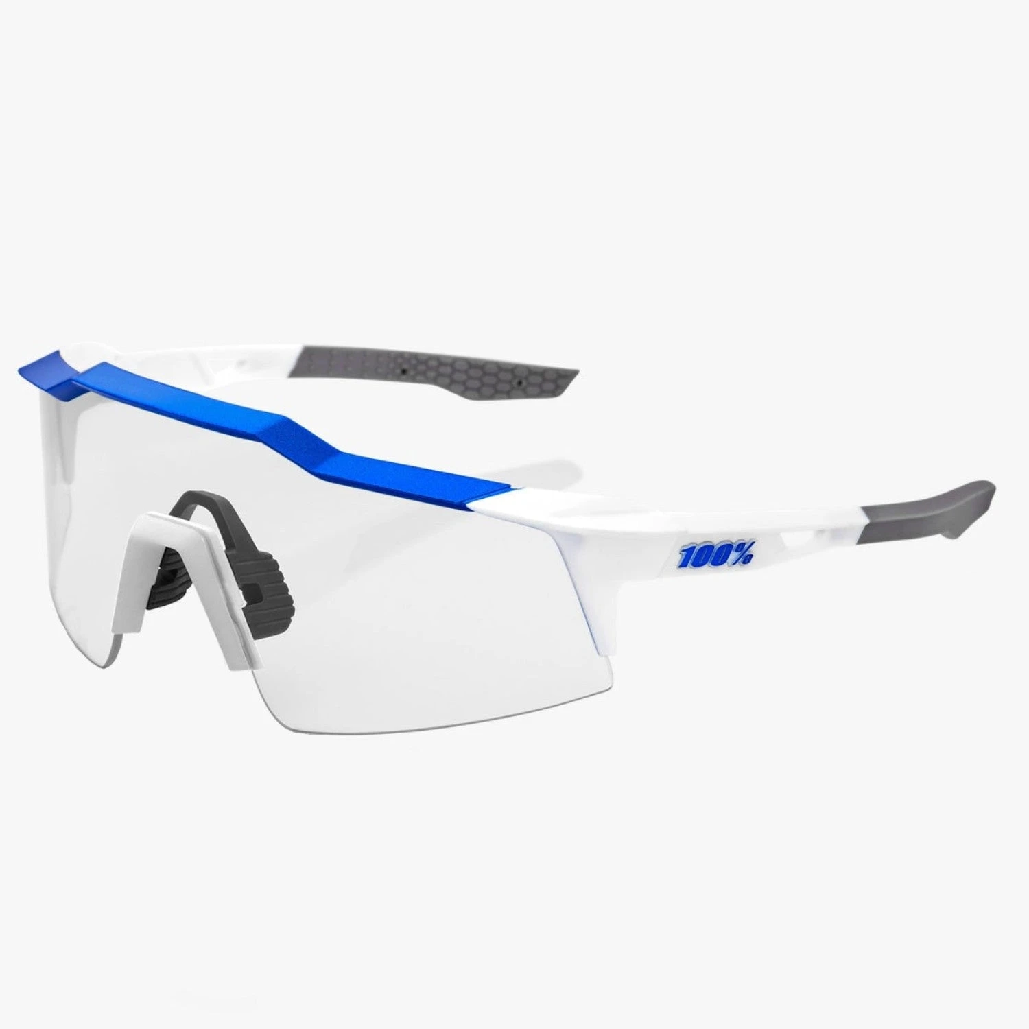 100% Speedcraft SL Performance Vented Baseball Sport Sunglasses (Matte White/Metallic Blue-HiPER Blue Multilayer Mirror Lens) - Image 4