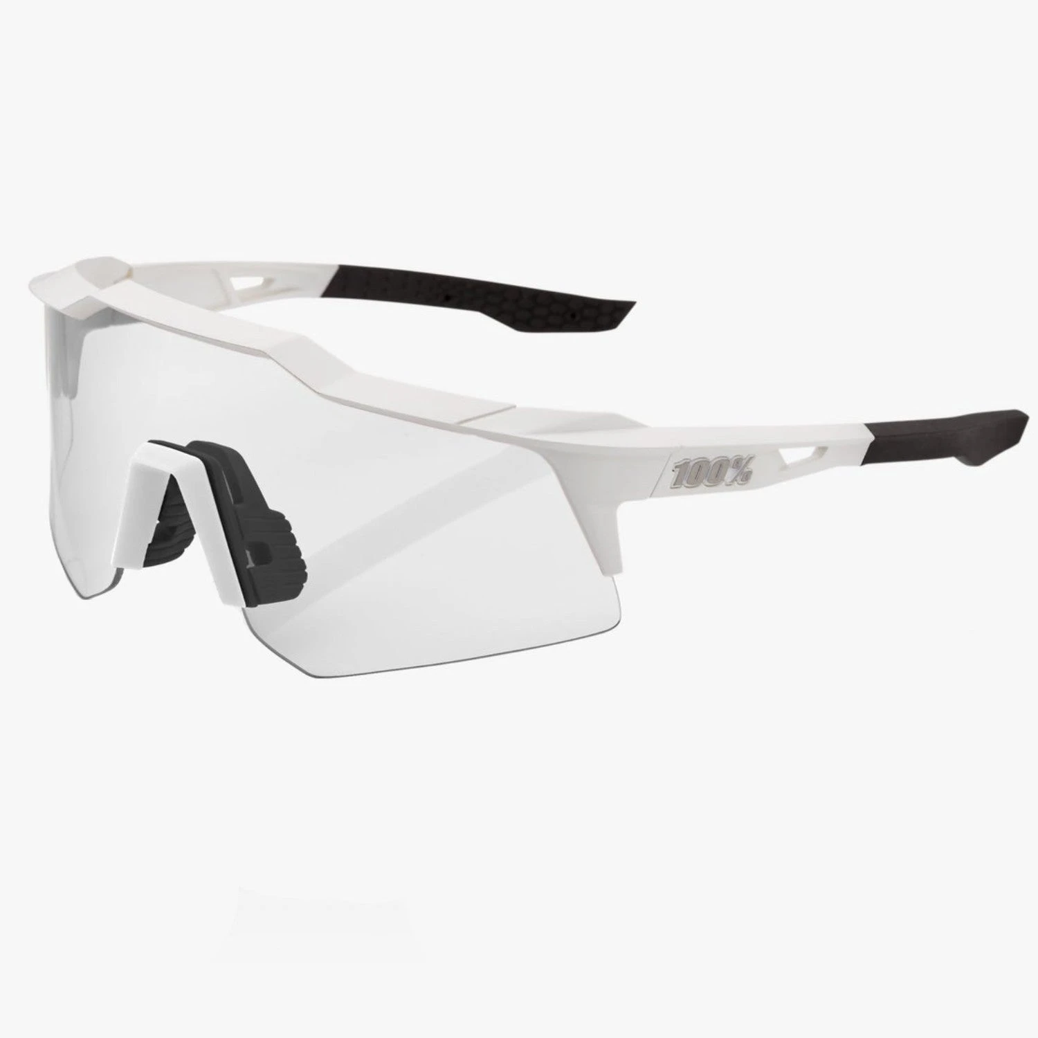 100% Speedcraft XS Sport Performance Sunglasses - Sport And Cycling Eyewear (Matte White - HiPER Silver Mirror Lens) - Image 4
