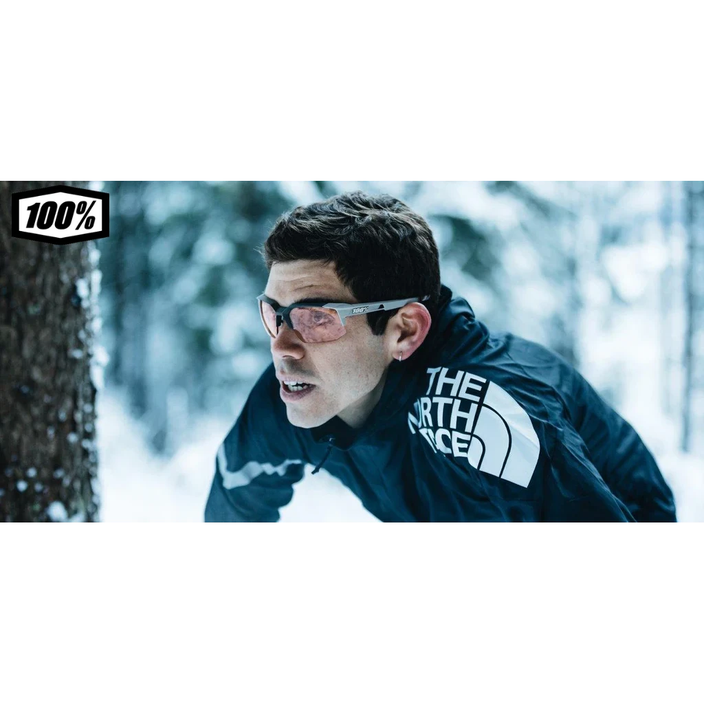 100% Sportcoupe Sport Performance Sunglasses - Sport Eyewear (Polished Translucent Crystal Smoke - Purple Multilayer Mirror Lens + Clear Lens Included) - Image 5