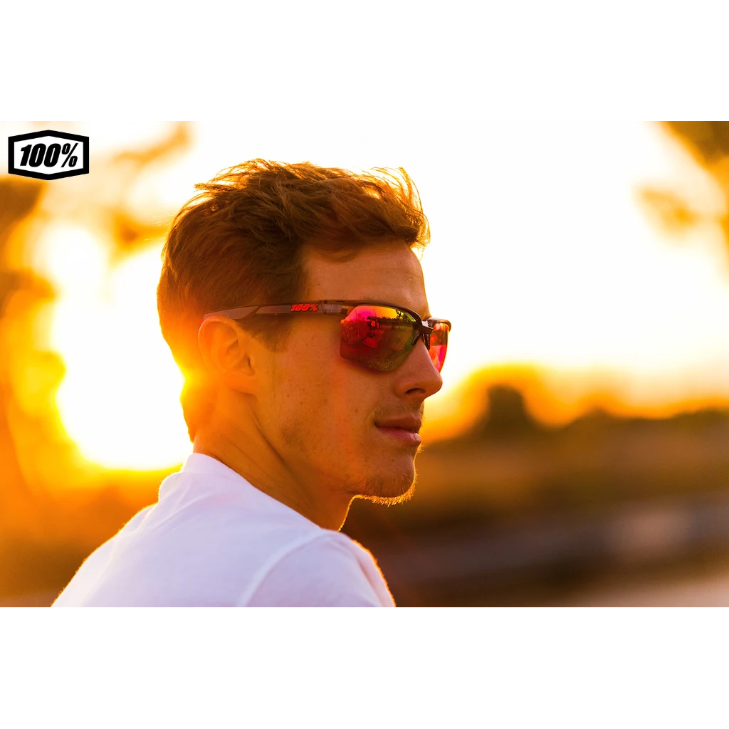 100% Sportcoupe Sport Performance Sunglasses - Sport Eyewear (Polished Translucent Crystal Smoke - Purple Multilayer Mirror Lens + Clear Lens Included) - Image 4