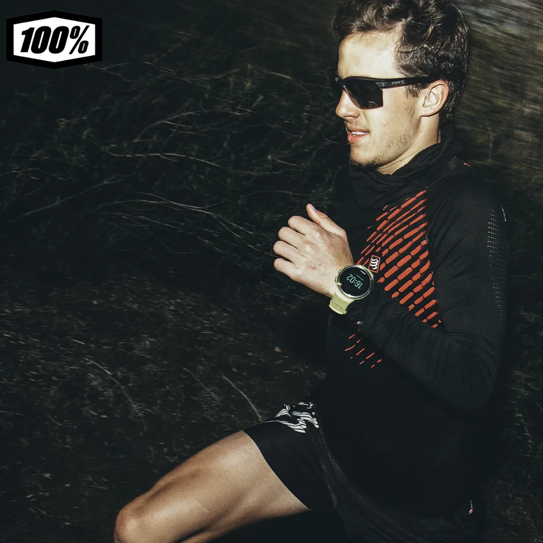 100% Sportcoupe Sport Performance Sunglasses - Sport Eyewear (Polished Translucent Crystal Smoke - Purple Multilayer Mirror Lens + Clear Lens Included) - Image 2