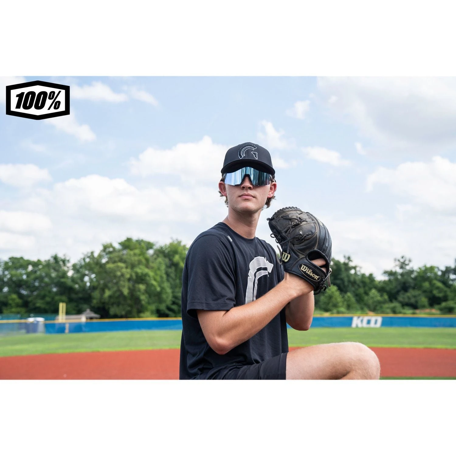 100% Speedcraft Sport Performance Baseball Sunglasses HD Interchangeable Lens (Two Tone - Silver Mirror Lens) - Image 5