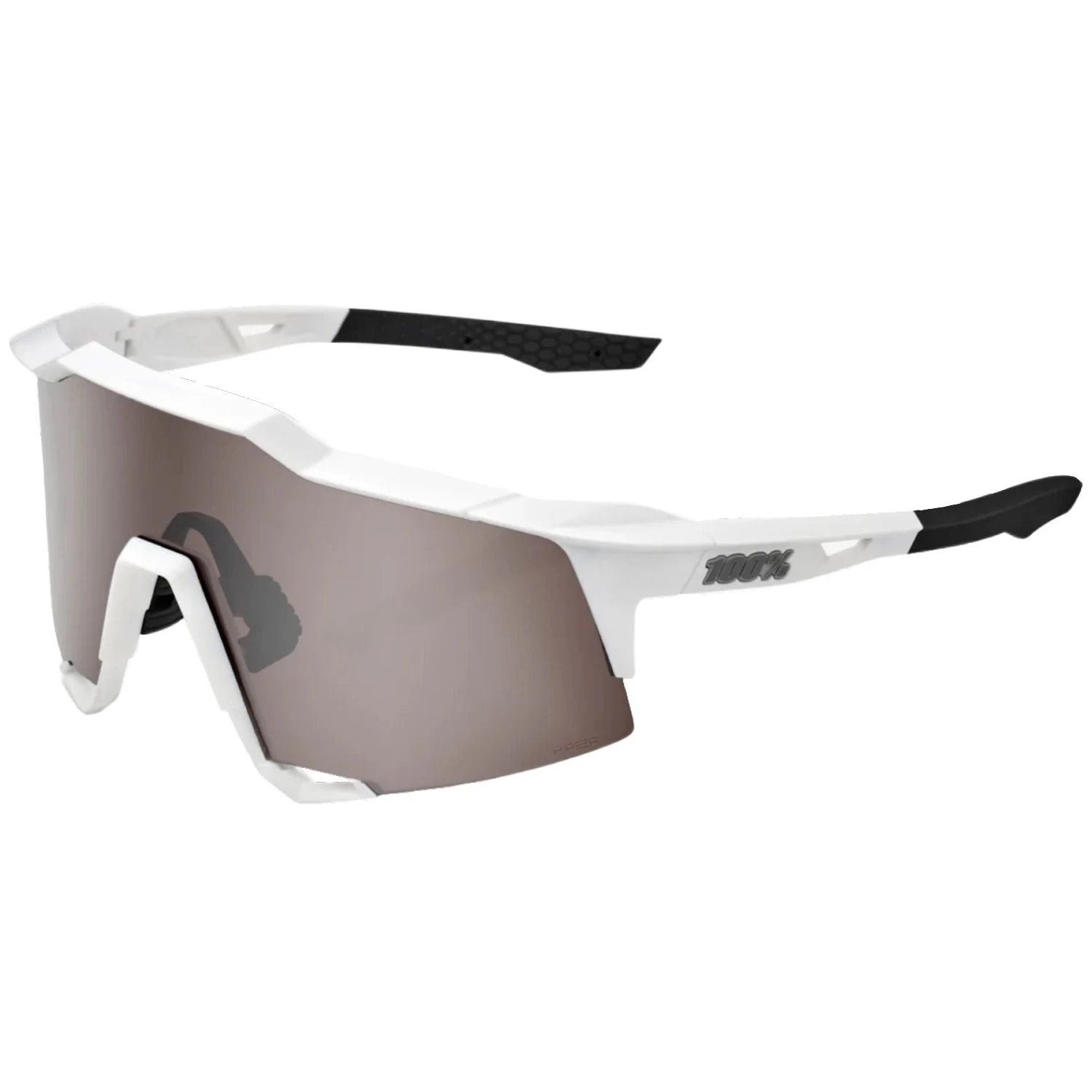 100% Speedcraft Sport Performance Baseball Sunglasses HD Interchangeable Lens (Matte White - Silver Mirror Lens)