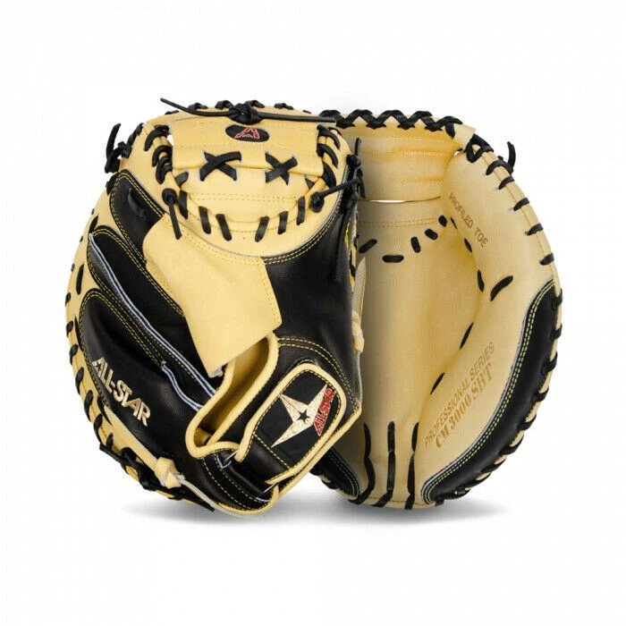 All-Star Pro-Elite Series 33.5" Baseball Catcher's Mitt, Right (Tan/Black) - Image 2