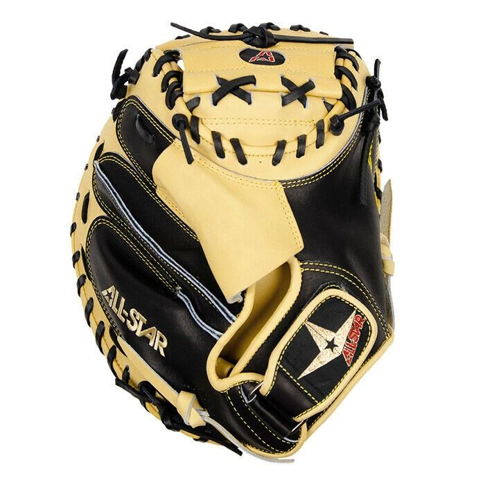 All-Star Pro-Elite Series 33.5" Baseball Catcher's Mitt, Right (Tan/Black) - Image 4