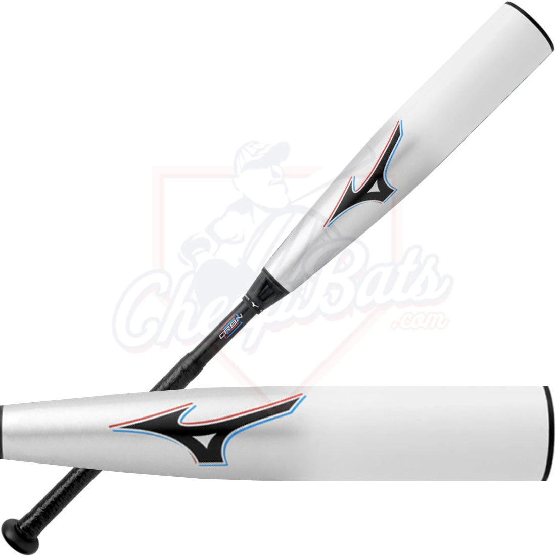 Mizuno B22 CRBN2 2022 USSSA 2 Piece Composite Baseball Bat 2 5/8 Barrel (White/Grey) - Image 2
