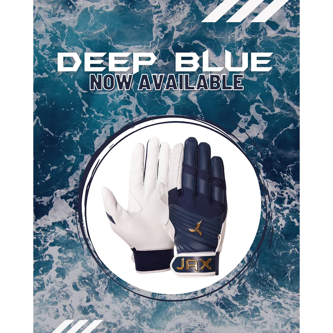 JAX Batting Gloves Pro Model Adult Batting Gloves (Deep Blue) - Image 3