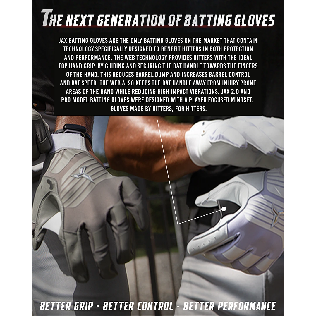 JAX Batting Gloves Pro Model Youth Batting Gloves (Arctic White) - Image 4