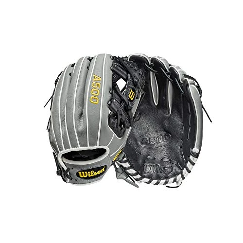 Wilson A500 11" H-Web Youth Infielders Glove, Grey/Black/White, Right Hand Throw