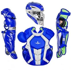 All-Star System7 Axis NOCSAE Adult Two Tone Baseball Catchers Set (Royal/White)