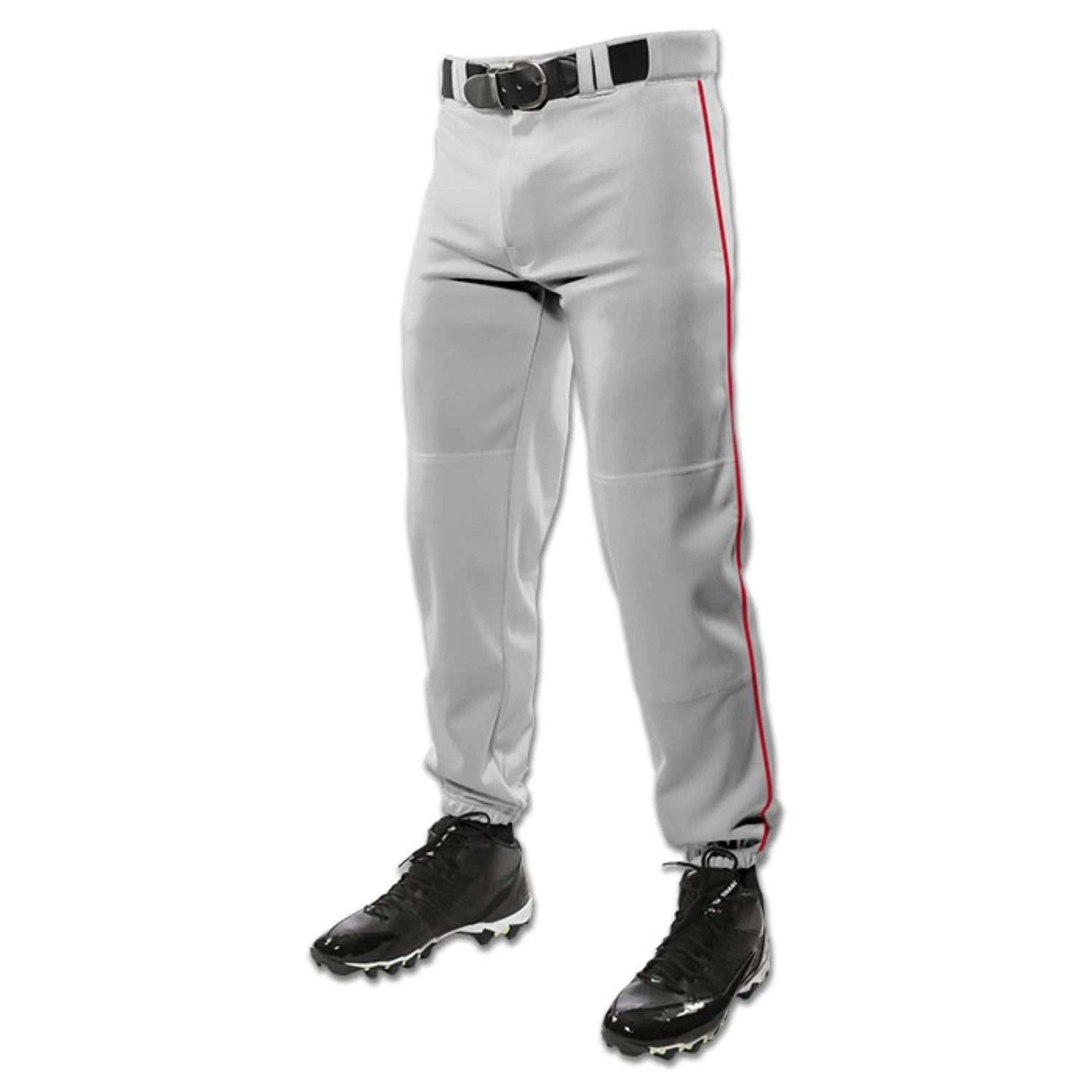 Champro Triple Crown Classic W/ Braid Mens Baseball Pants (Gray/Scarlet)