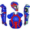 All-Star System7 Axis NOCSAE Adult Two Tone Baseball Catchers Set (Royal/Scarlet)