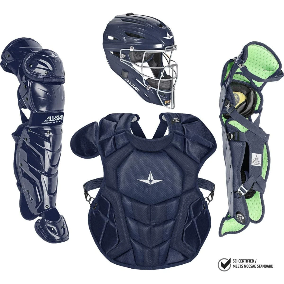 All-Star S7 Axis Elite Youth Solid Catchers Gear Set - Ages 9-12 (Navy)