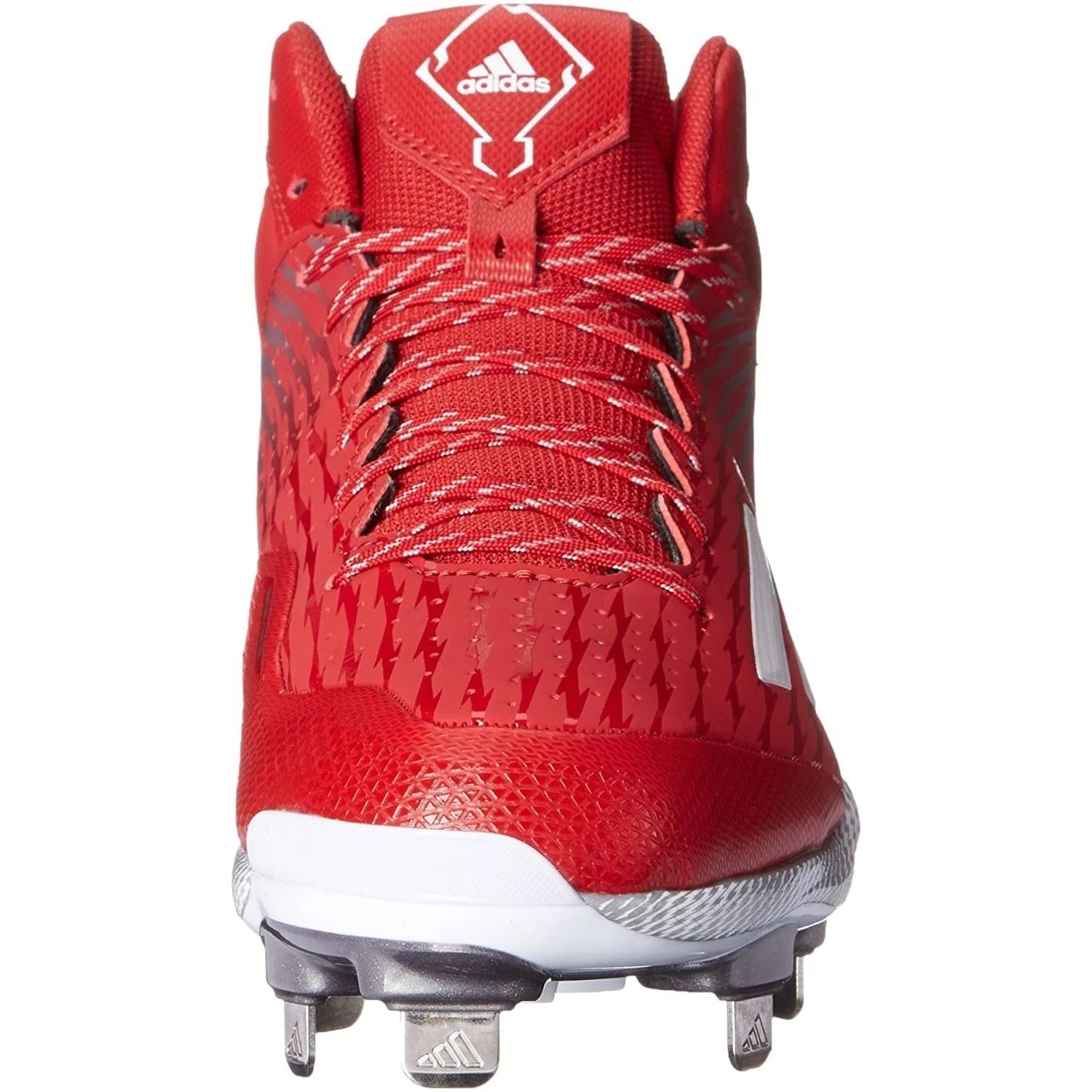Adidas Men's Poweralley 3 Mid Baseball Cleats, Power 14 M US (Red/White/Grey Metallic) - Image 2