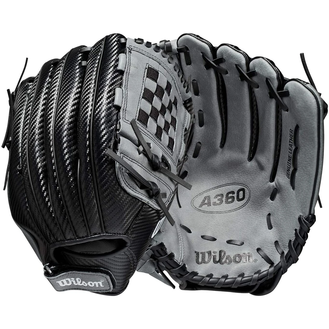 Wilson A360 Utility Outfield 12.5" Baseball Glove Left Hand Throw (Black/Gray)