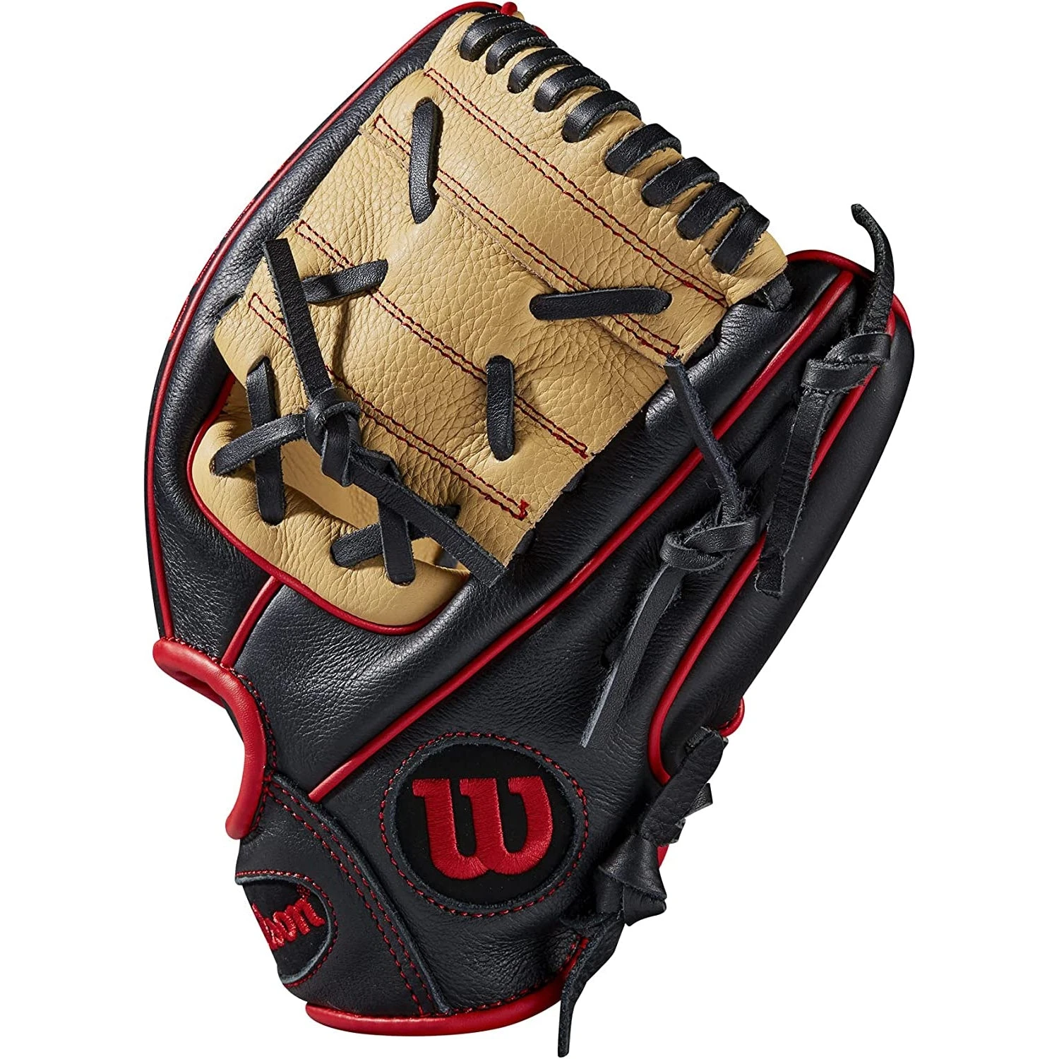 Wilson A500 H-Web 10.5" Youth Infielders Glove, Black/Blonde/Red, Right-Hand Throw - Image 4
