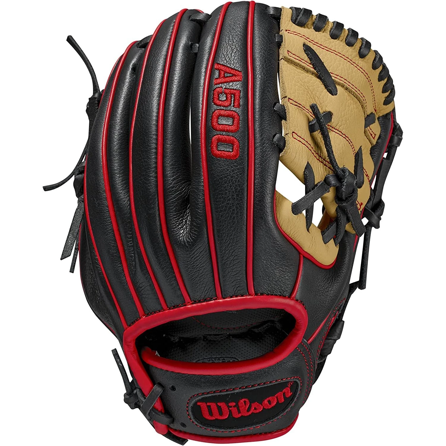 Wilson A500 H-Web 10.5" Youth Infielders Glove, Black/Blonde/Red, Right-Hand Throw - Image 2
