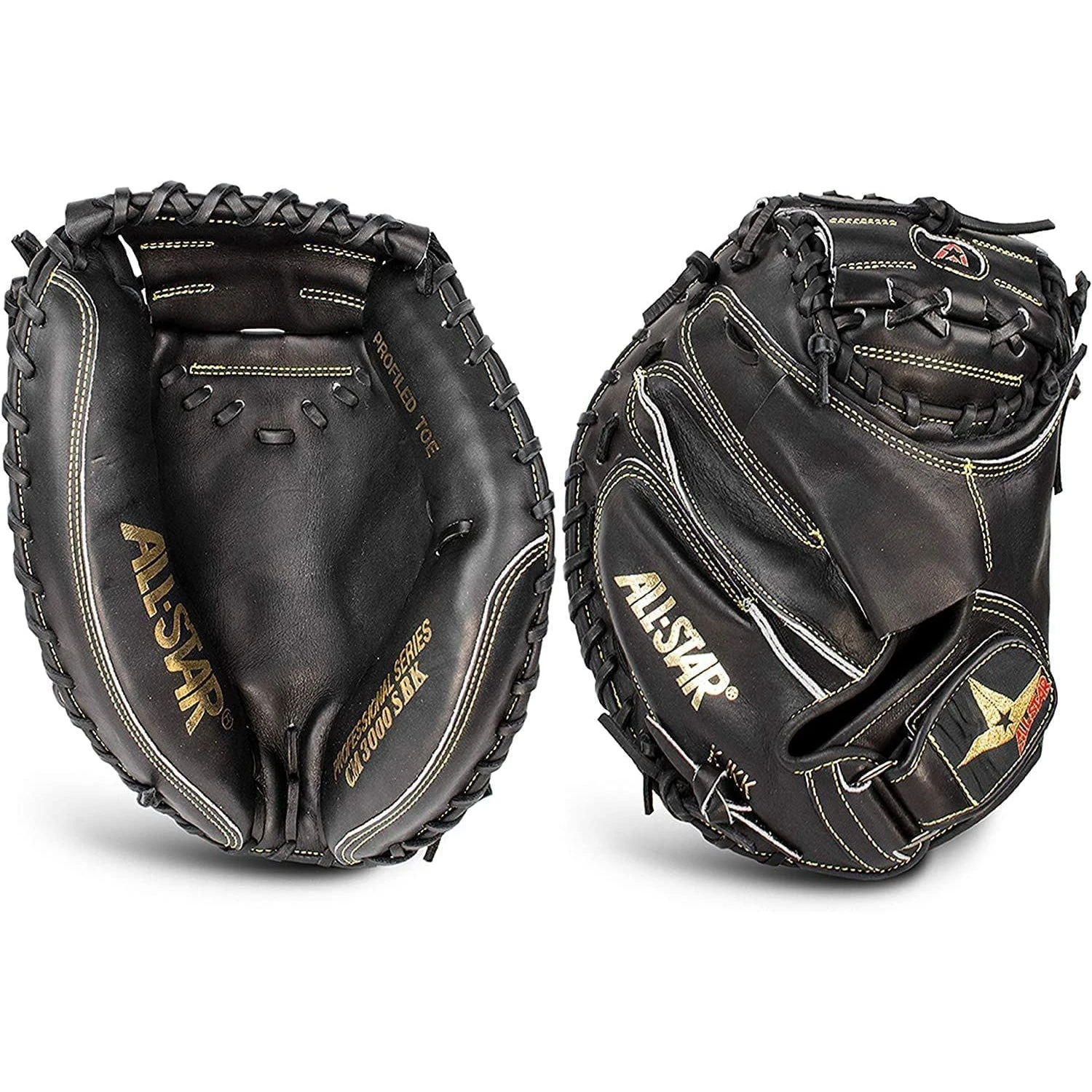 All-Star Pro Elite Professional Catching Baseball Mitt 33.5" RHT (Black) - Image 2