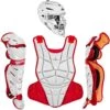 All-Star AFx Series Fastpitch Softball Catcher's Package (White/Scarlet)