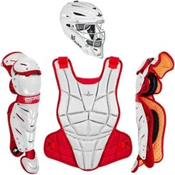 All-Star AFx Series Fastpitch Softball Catcher's Package (White/Scarlet)