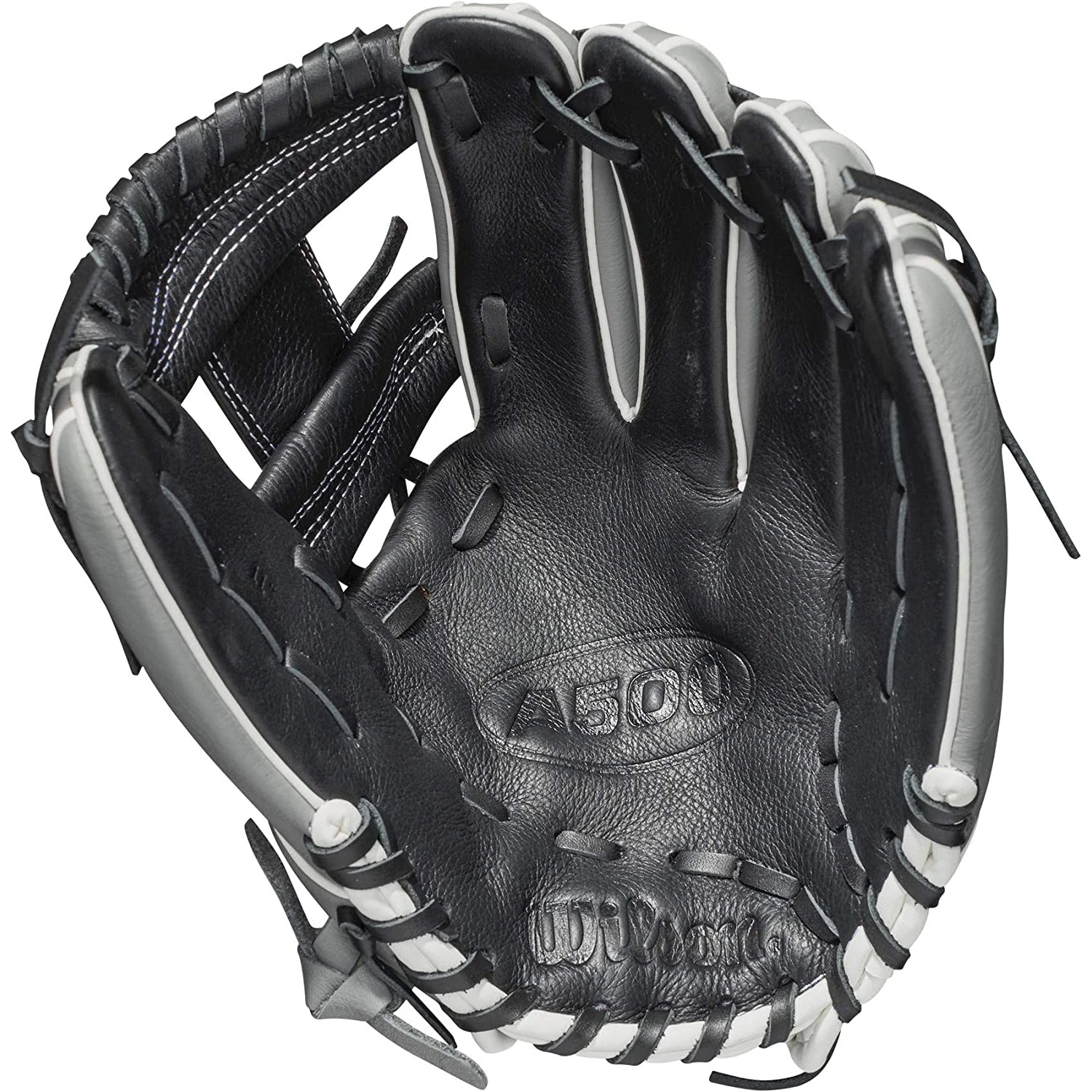 Wilson A500 11" H-Web Youth Infielders Glove, Grey/Black/White, Right Hand Throw - Image 3