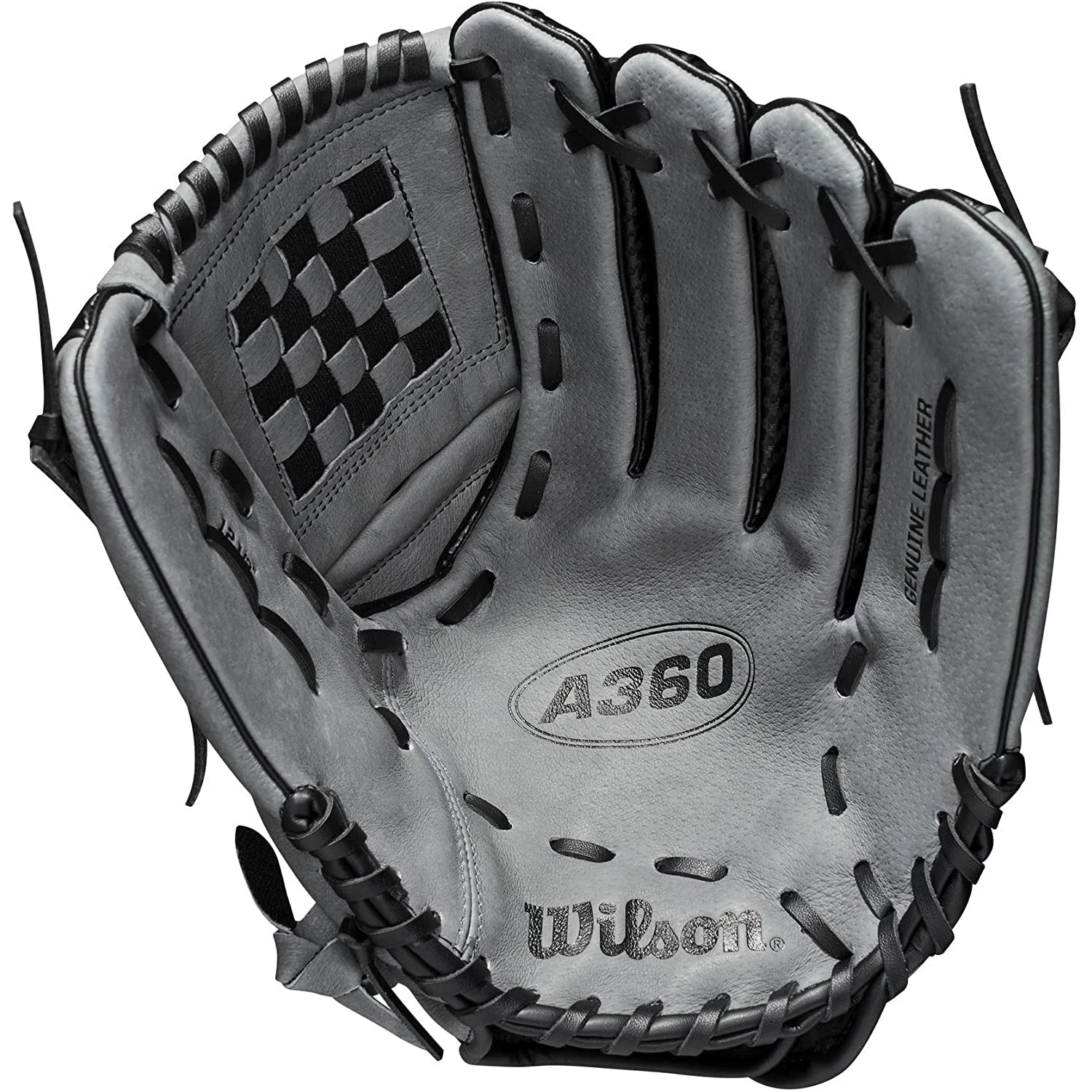 Wilson A360 Utility Outfield 12.5" Baseball Glove Left Hand Throw (Black/Gray) - Image 4
