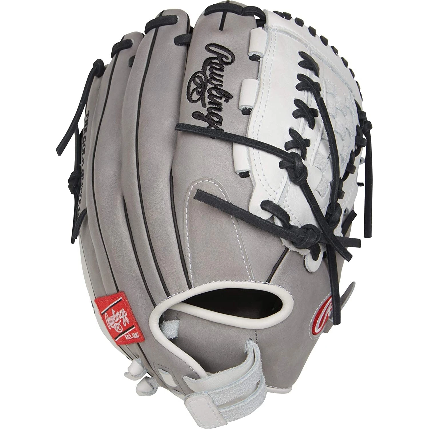 Rawlings Heart Of The Hide 12.5" Fastpitch Softball Youth Glove Left Hand Throw (Grey/White/Black) - Image 2