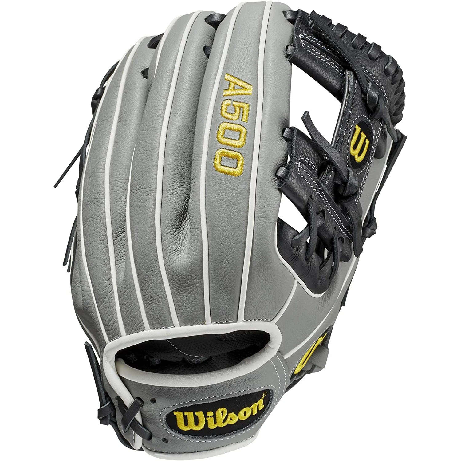 Wilson A500 11" H-Web Youth Infielders Glove, Grey/Black/White, Right Hand Throw - Image 2