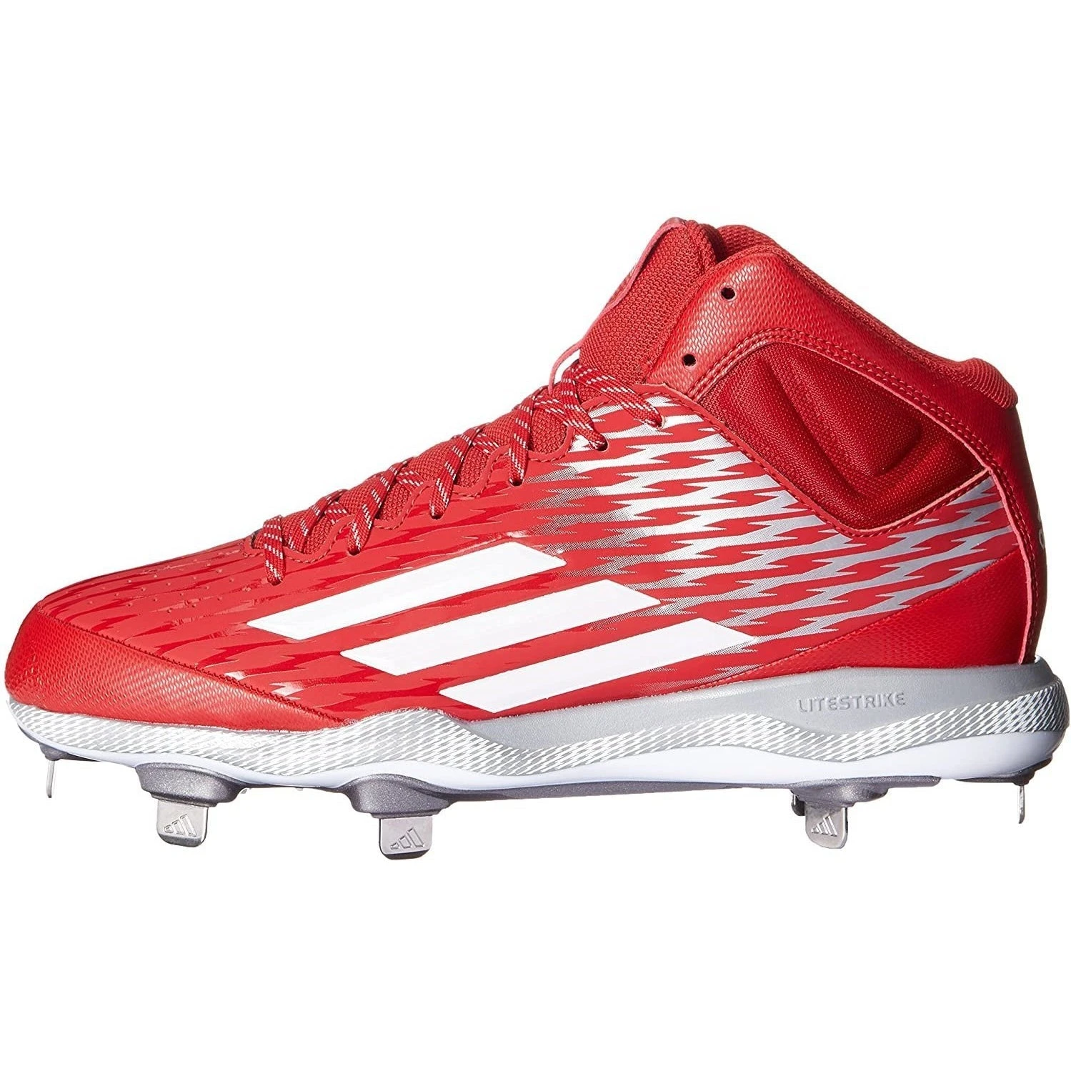 Adidas Men's Poweralley 3 Mid Baseball Cleats, Power 14 M US (Red/White/Grey Metallic) - Image 8