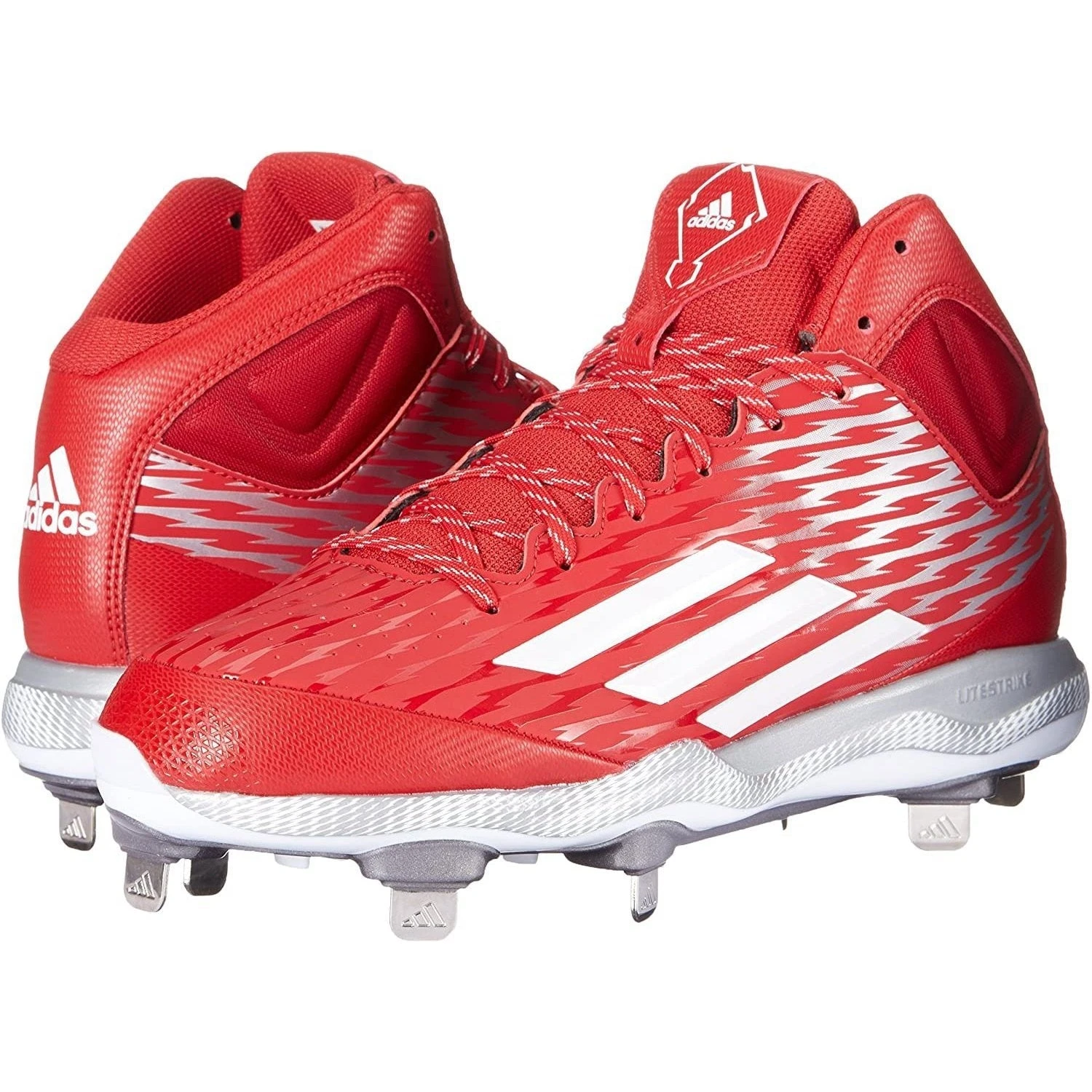 Adidas Men's Poweralley 3 Mid Baseball Cleats, Power 14 M US (Red/White/Grey Metallic) - Image 7