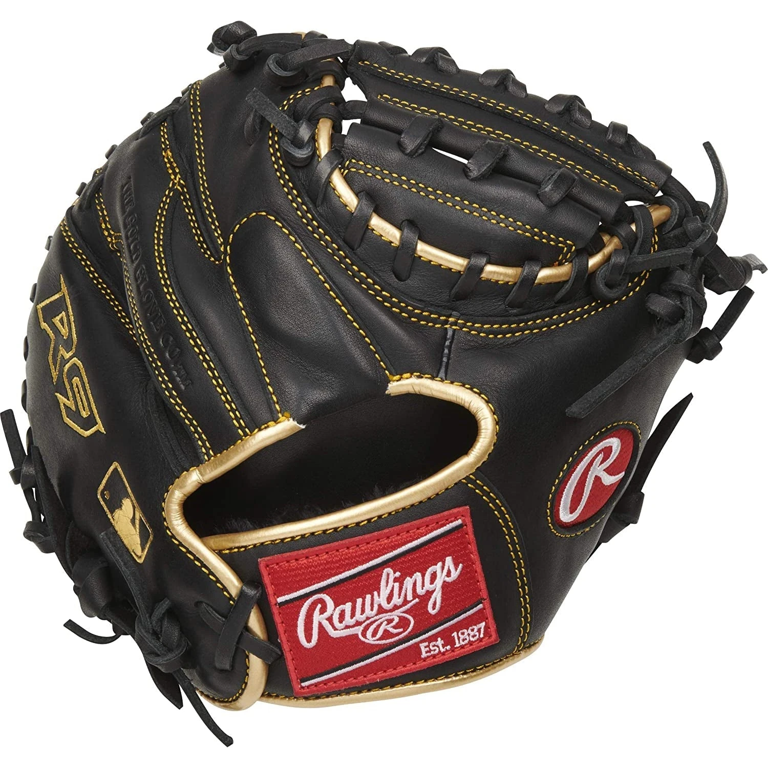 Rawlings R9 Series Training 1-Piece Solid Web Catchers Mitt 27" RHT Black - Image 5
