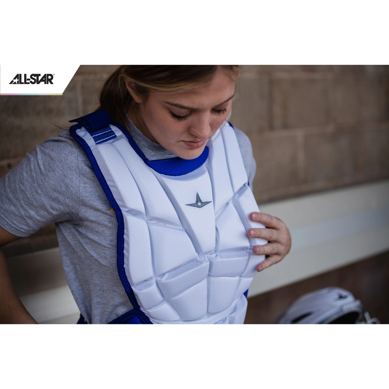 All-Star AFx Series Fastpitch Softball Catcher's Package (White/Royal) - Image 5