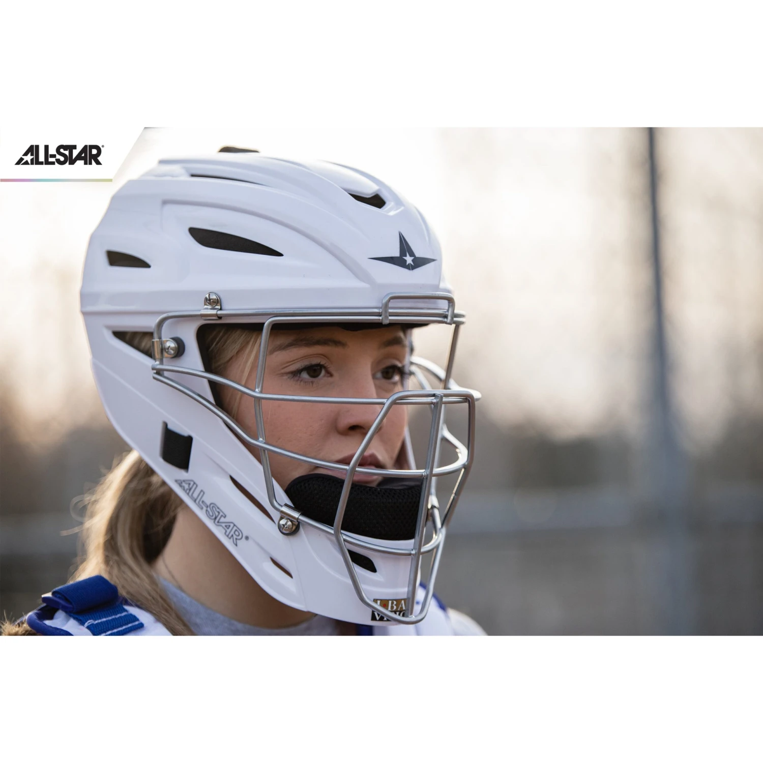 All-Star AFx Series Fastpitch Softball Catcher's Package (White/Royal) - Image 6