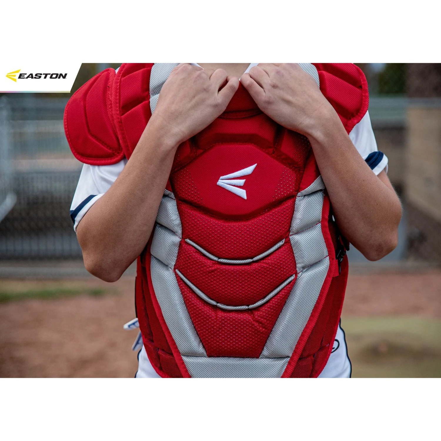Easton Pro X Adult Baseball Catchers Chest Protector (Red/Silver) - Image 5