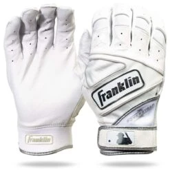 Franklin Sports MLB Powerstrap Chrome Adult Batting Gloves (White/Chrome)