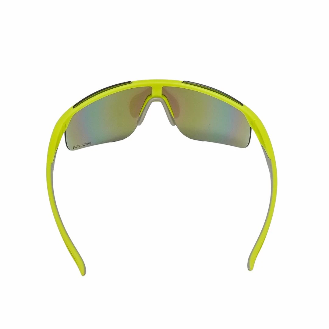 Rawlings Retro Vaporwave Baseball Shield Sunglasses Neon Lime Green Sunrise - Image 4