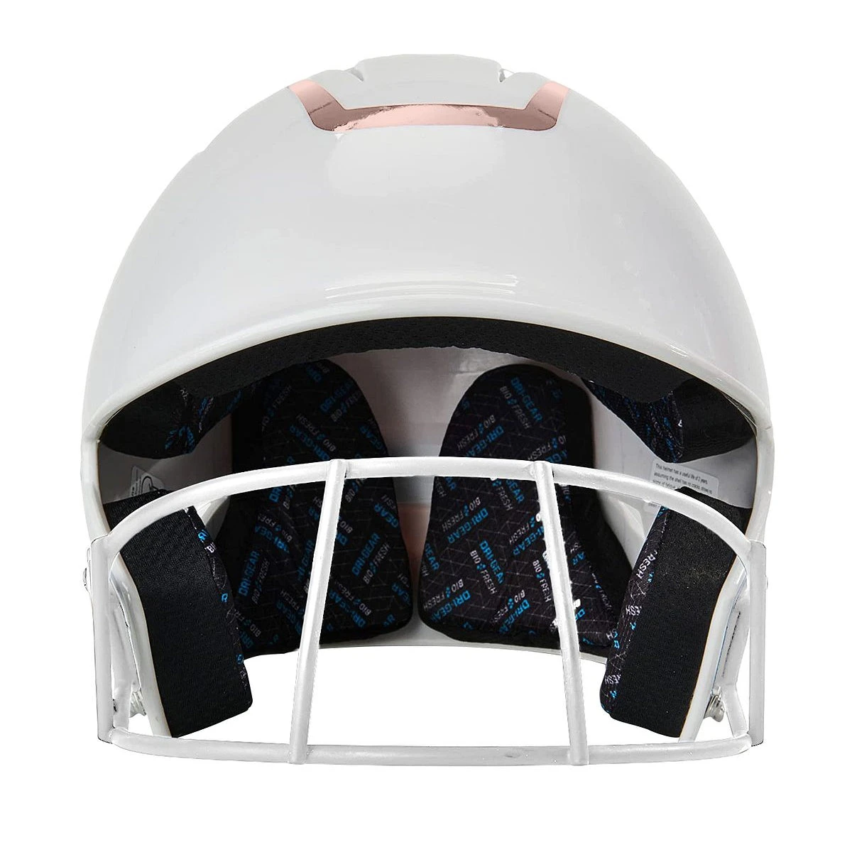CHAMPRO HX Rise Pro Fastpitch Softball Batting Helmet With Facemask Two-Tone Glossy Finish (White/Rosegold) - Image 4