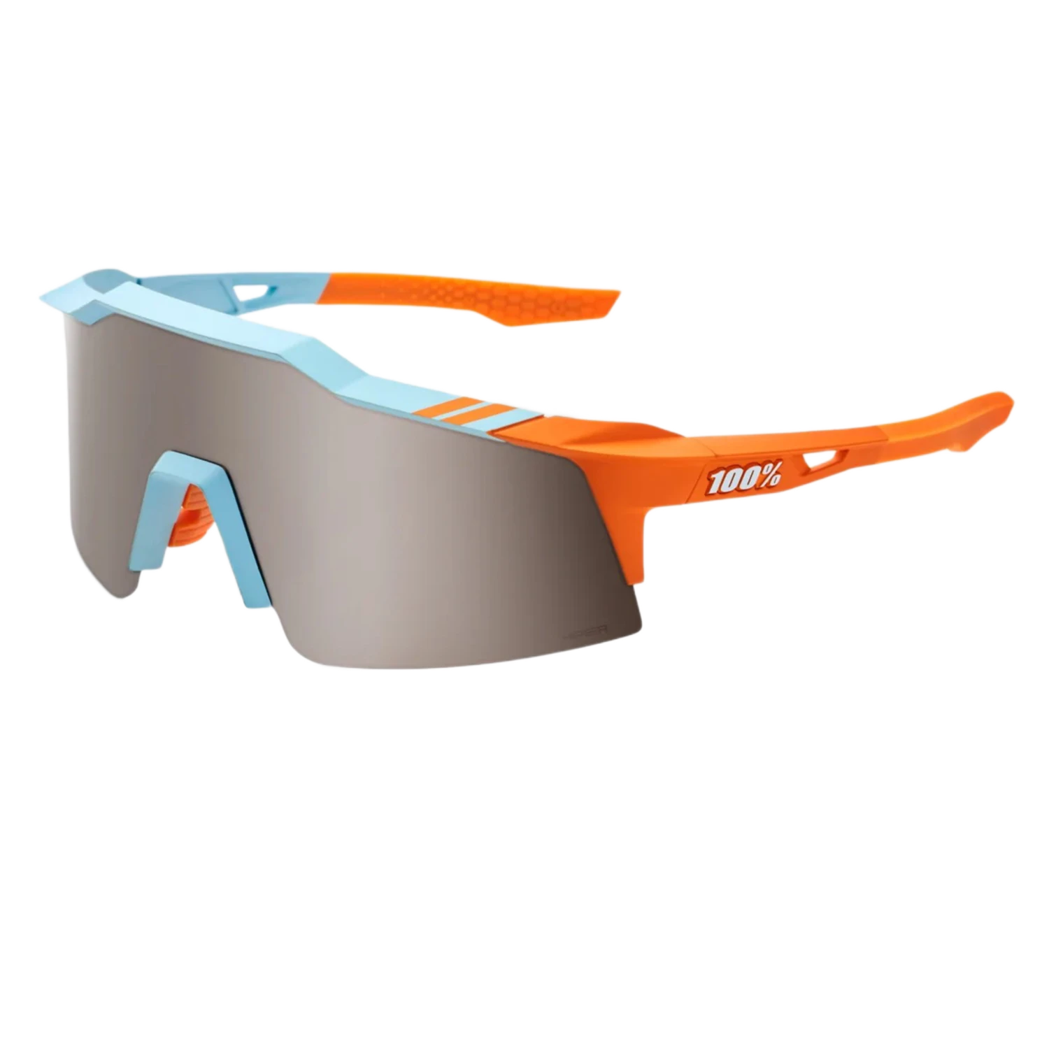100% Speedcraft XS Performance Vented Baseball Sport Sunglasses (Soft Tact Two Tone - HiPER Silver Mirror Lens)