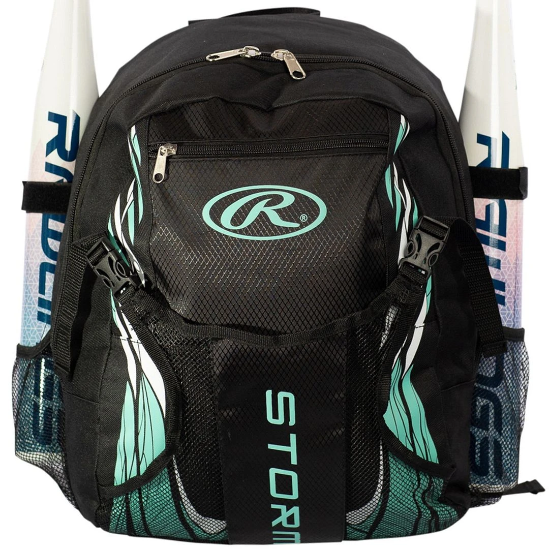 RAWLINGS Storm Girls Youth Softball Bat Bag (Black/Mint)