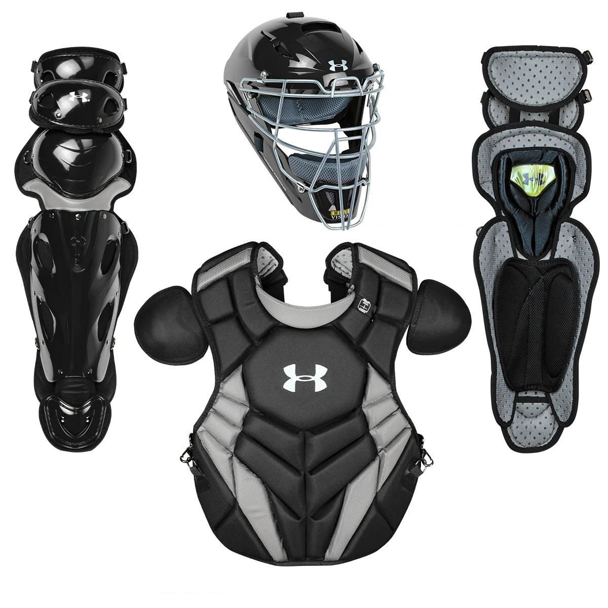 Under Armour Pro 4 NOCSAE Catcher's Equipment Gear Set Intermediate (Black)