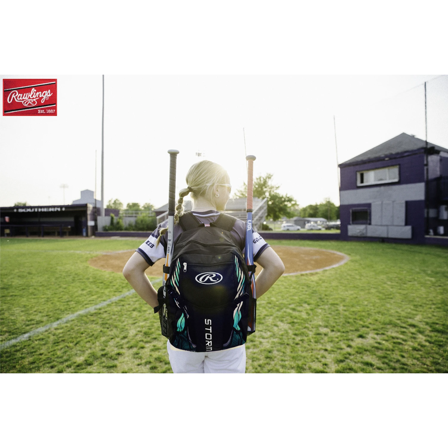 RAWLINGS Storm Girls Youth Softball Bat Bag (Black/Mint) - Image 5