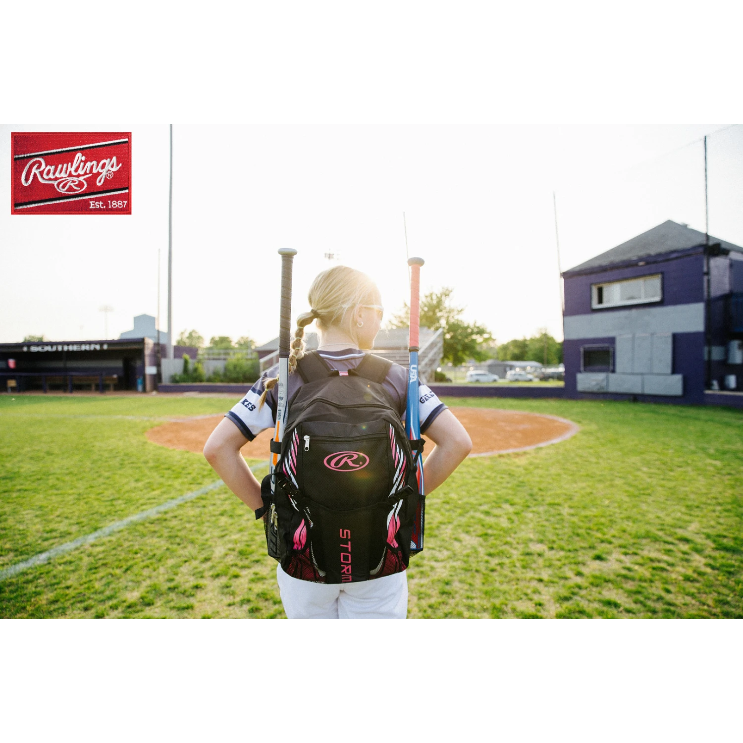 RAWLINGS Storm Girls Youth Softball Bat Bag (Black/Pink) - Image 5