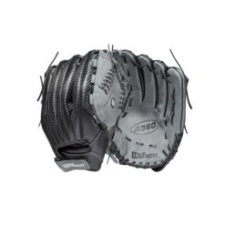 Wilson A360 Closed V-Laced Web Slowpitch Outfield Glove (Black/Gray)