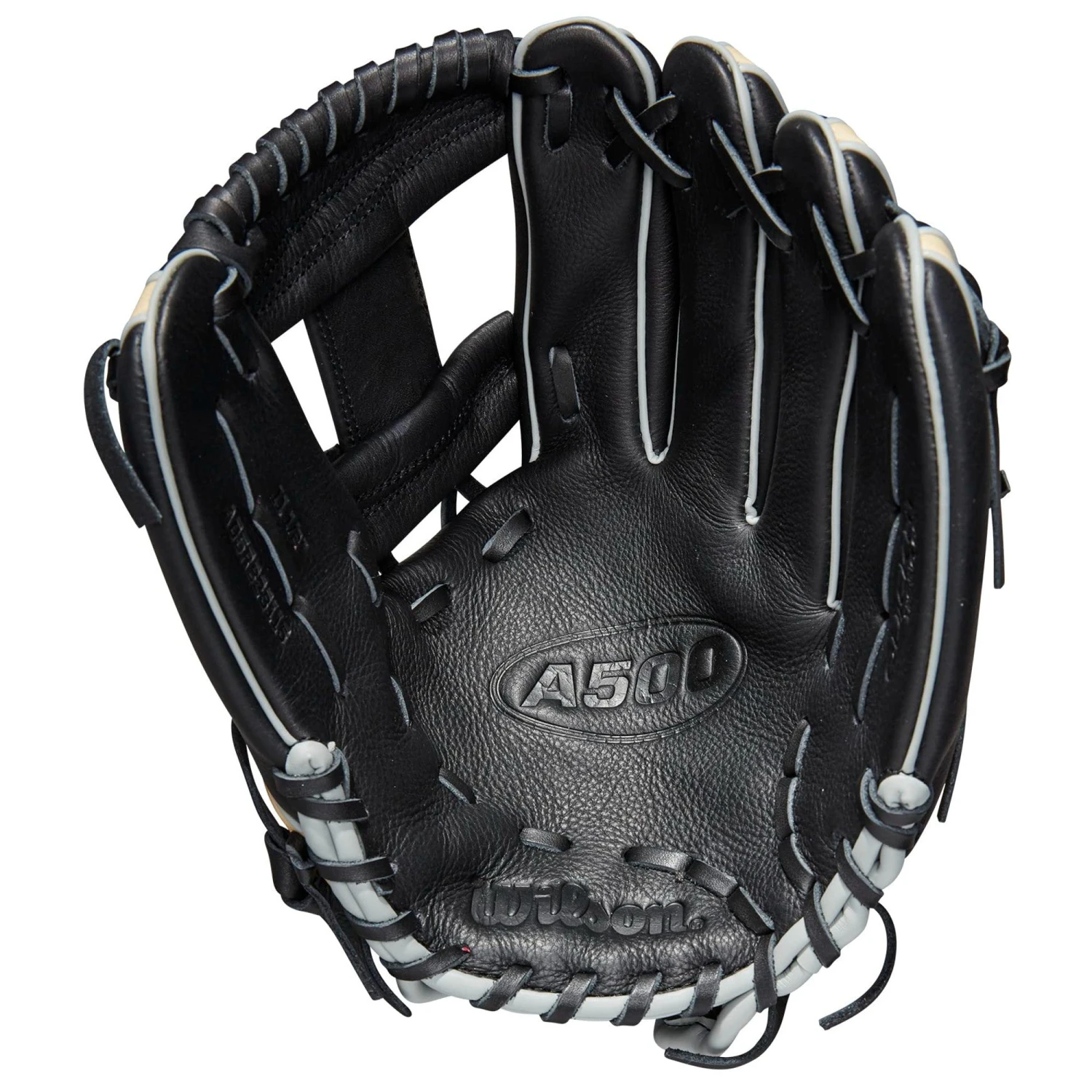 Wilson A500 H Web 11.5" Youth Baseball Glove Right Hand Throw (Black/Blonde/Red) - Image 2
