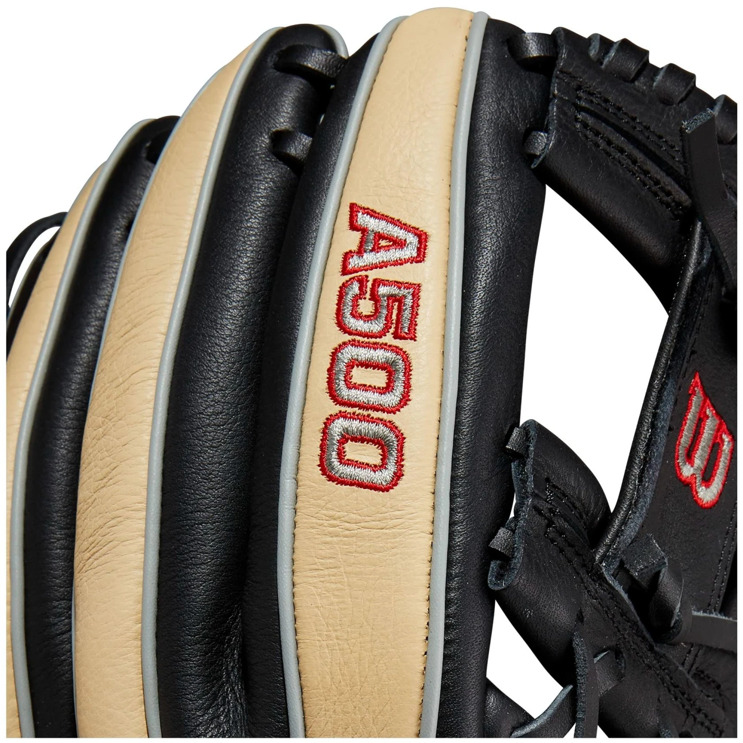 Wilson A500 H Web 11.5" Youth Baseball Glove Right Hand Throw (Black/Blonde/Red) - Image 7